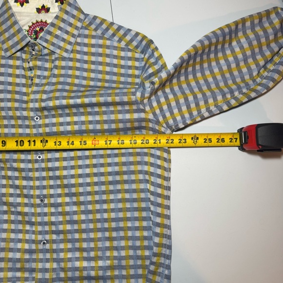 Robert Graham Shirt Flip Cuff Multicolor Plaid Floral Men’s Medium Business - Picture 11 of 11